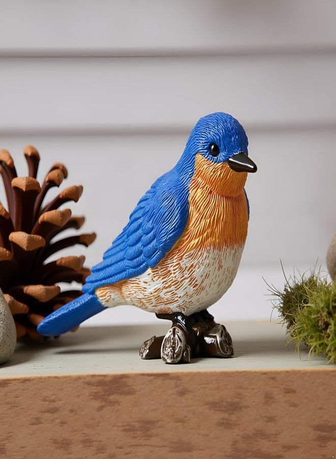 JFSM INC. 3" Bluebird Perched on Branch Figurine - Holiday Stocking Stuffer, Bird Watcher Gifts, Wildlife Decor, Home Office Shelf Decor - Image 3